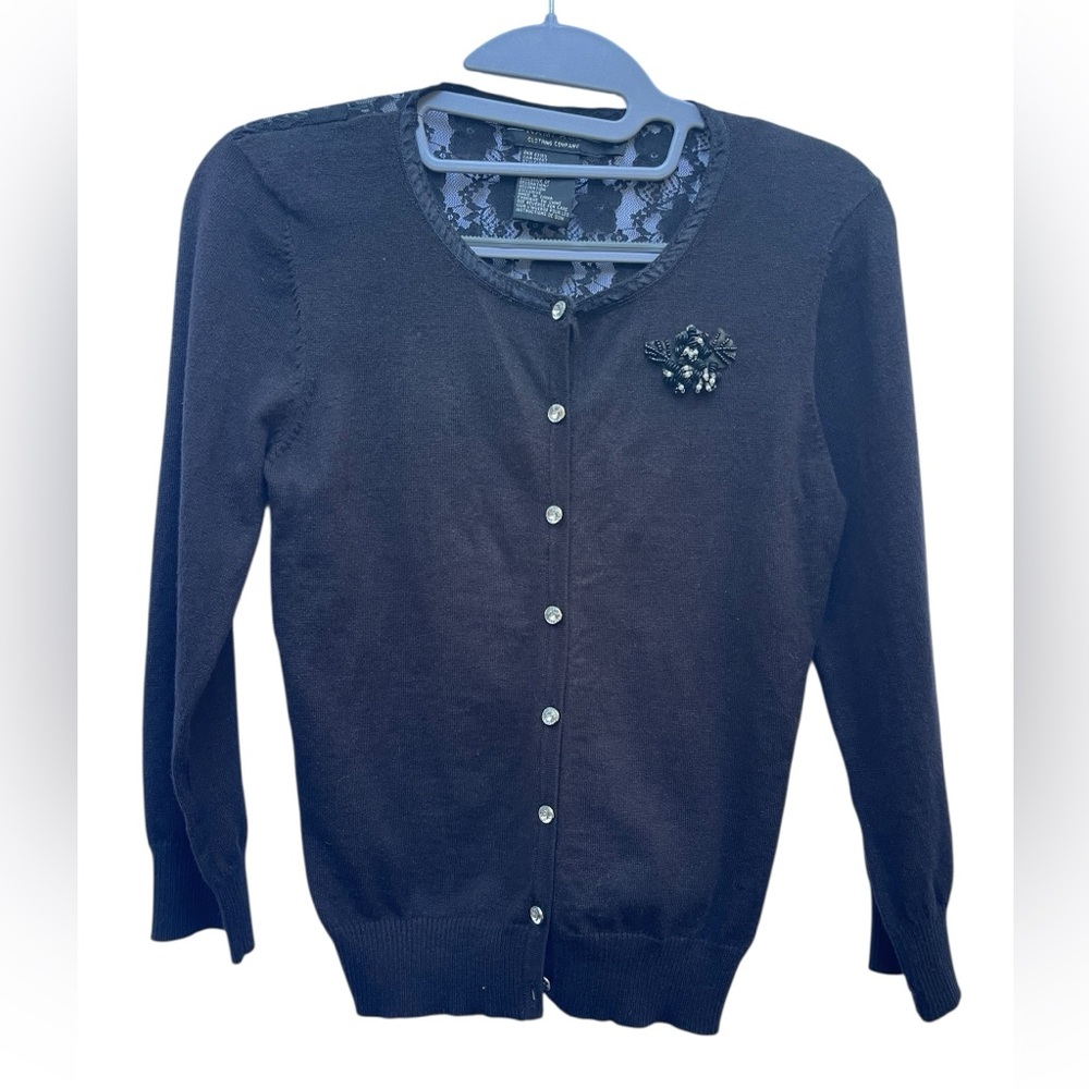 Rampage‎ juniors cardigan black whimsagoth lace back dark fairy upscale Med